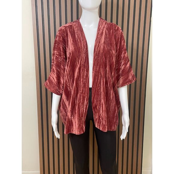 A New Day Women's One-Size Red Sweater Polyester Cardigan Kimono Velvet Boho - Picture 1 of 7